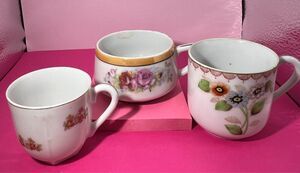 3 Miniature Floral Tea Cups Made in Occupied Japan Porcelain